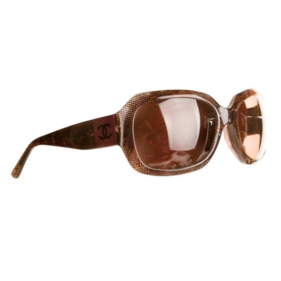 CHANEL Y2K Vintage Acetate Brown CC Lace Effect Sunglasses 5146 - Picture 1 of 12